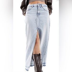 Pull & Bear Denim Jean Slit Maxi Skirt